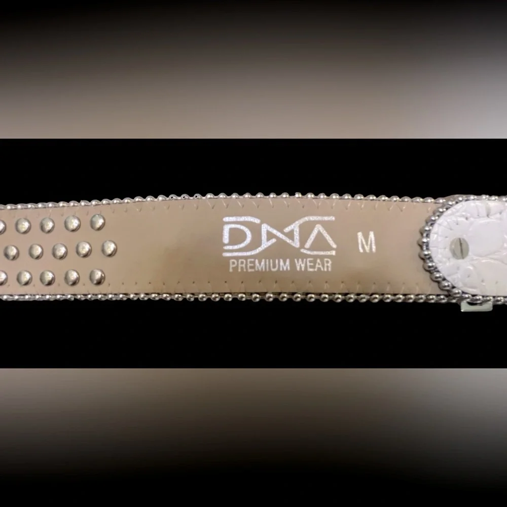 DNA Premium White & Silver Diamond Rhinestone Cowgirl Crocodile Belt